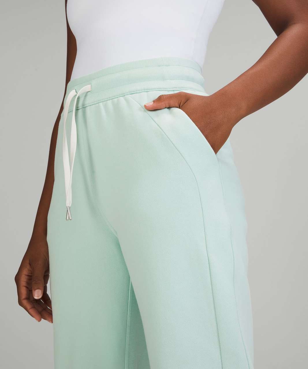 Buy Women Mint Green Scuba Front Button High Waist Pants Online At