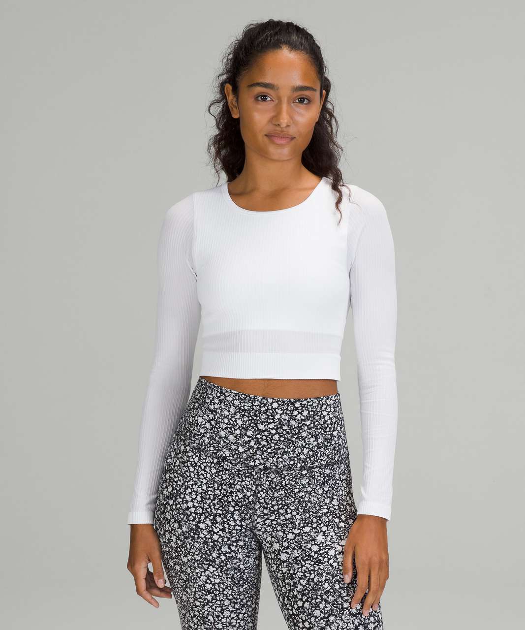 Lululemon White Crop Top Long Sleeve