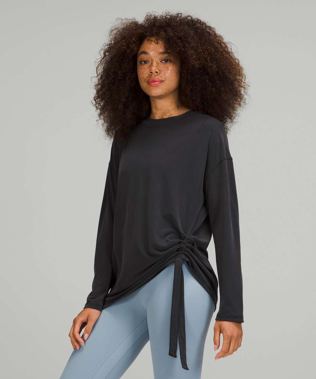 Lululemon Side Cinch Long Sleeve Crew - Black - lulu fanatics