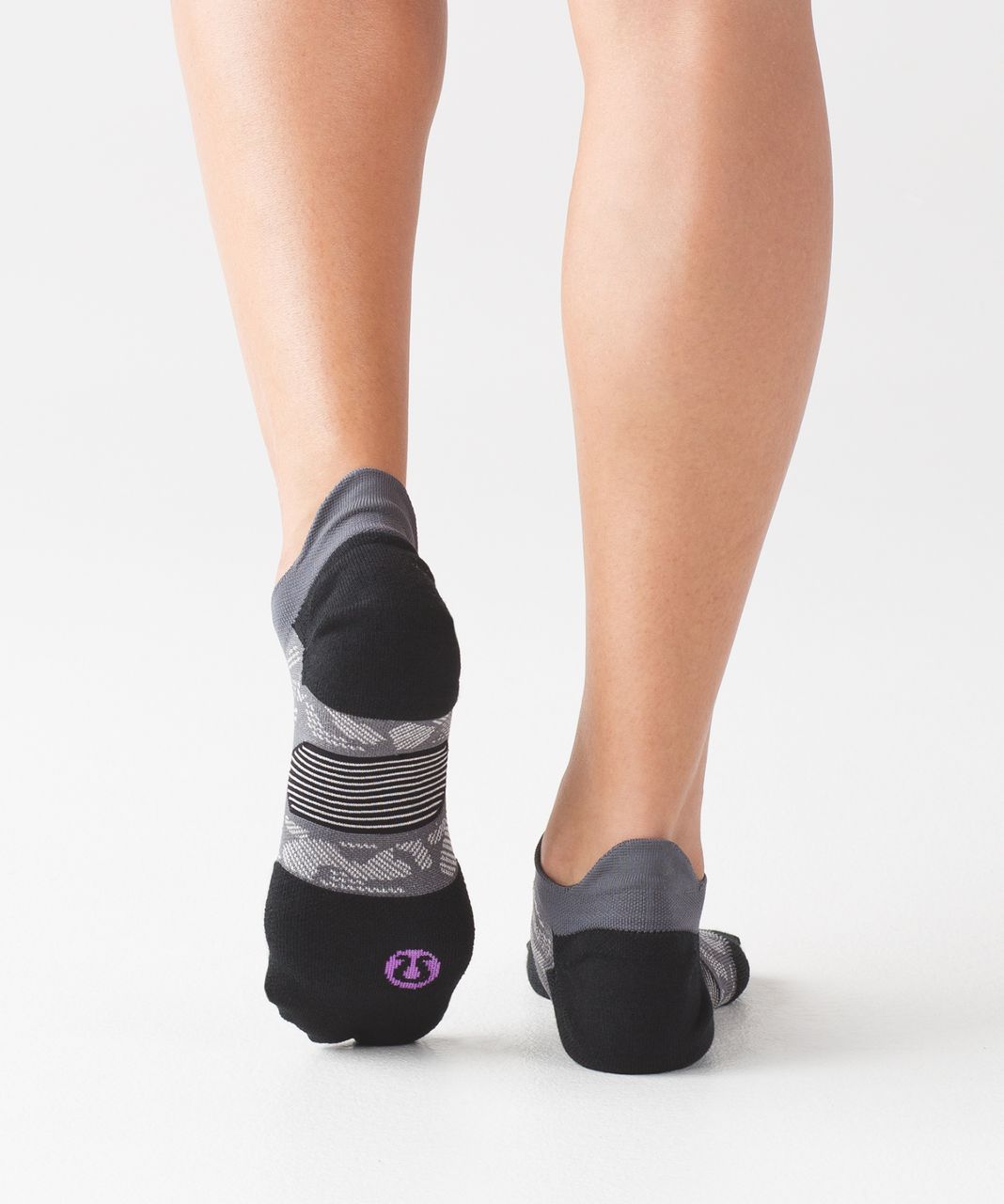 Lululemon High Speed Sock (Silver) - Dark Carbon / Black / Moonlit Magenta