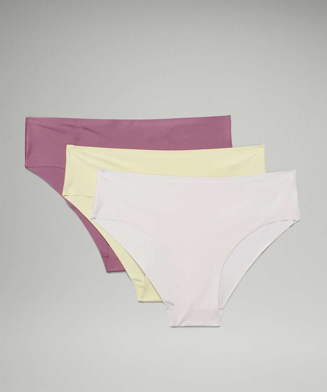 Lululemon InvisiWear Mid-Rise Cheeky Bikini Underwear 3 Pack - Chrome /  Brick Purple / Dew Green - lulu fanatics