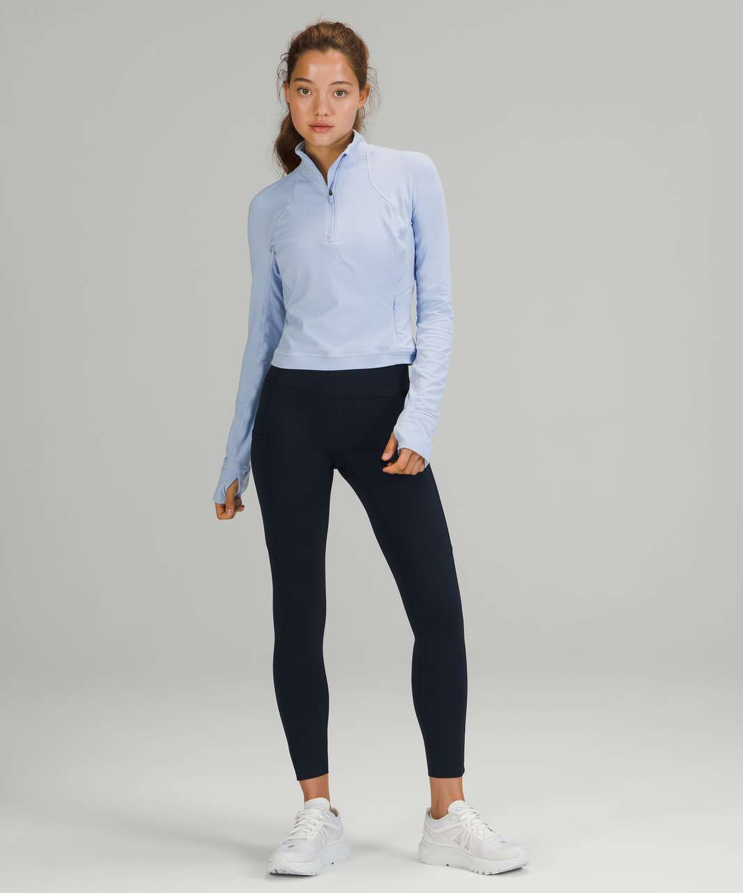 Lululemon Its Rulu Run Cropped Half-Zip - Blue Linen - lulu fanatics