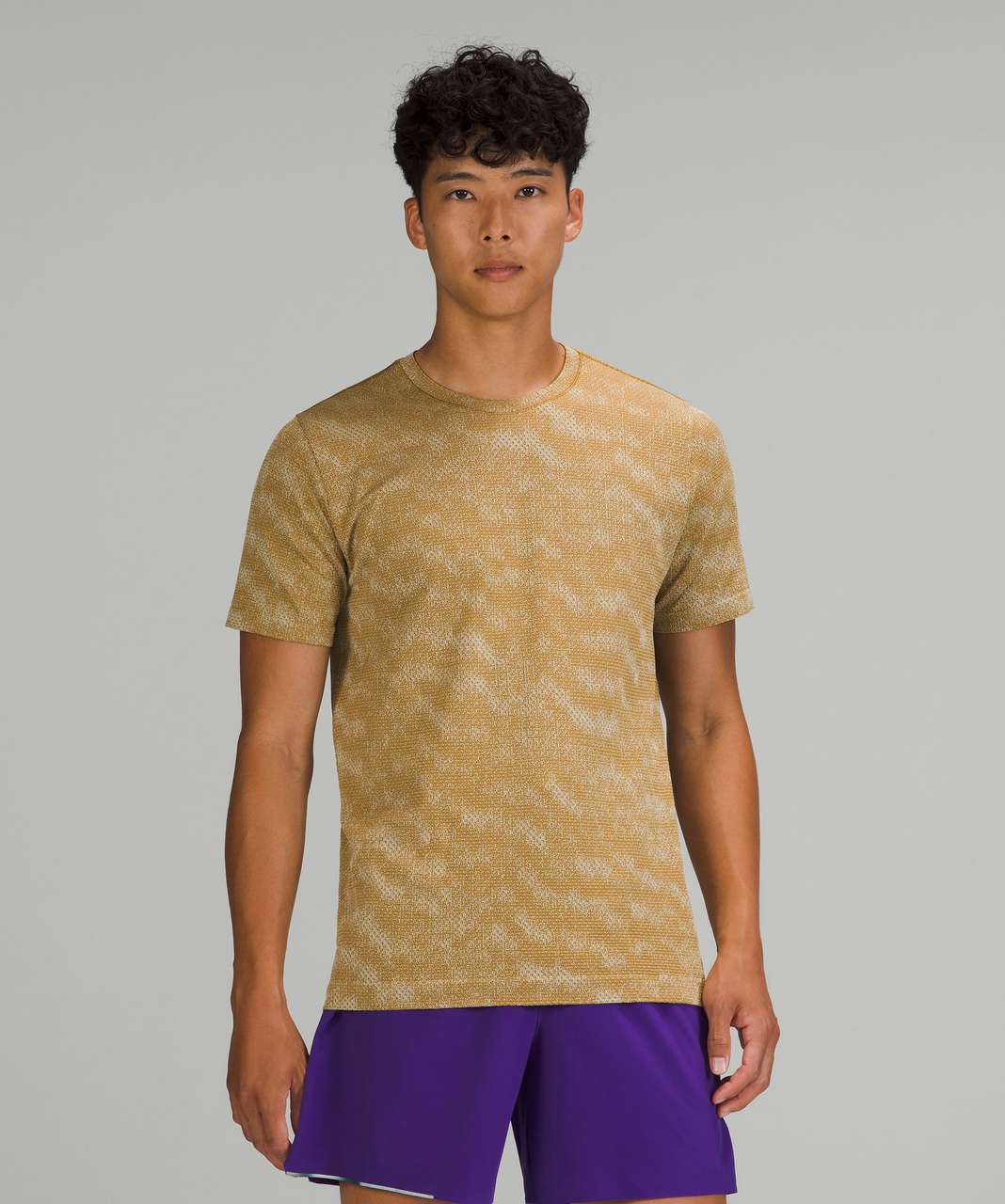 Lululemon Metal Vent Breathe Short Sleeve Shirt - Half Tone Gold Spice / Delicate Mint