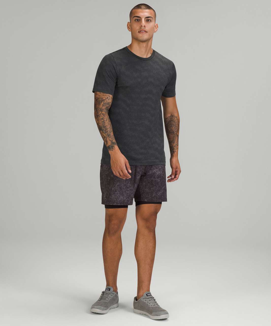 Lululemon Metal Vent Breathe Short Sleeve Shirt - Half Tone Black / Anchor