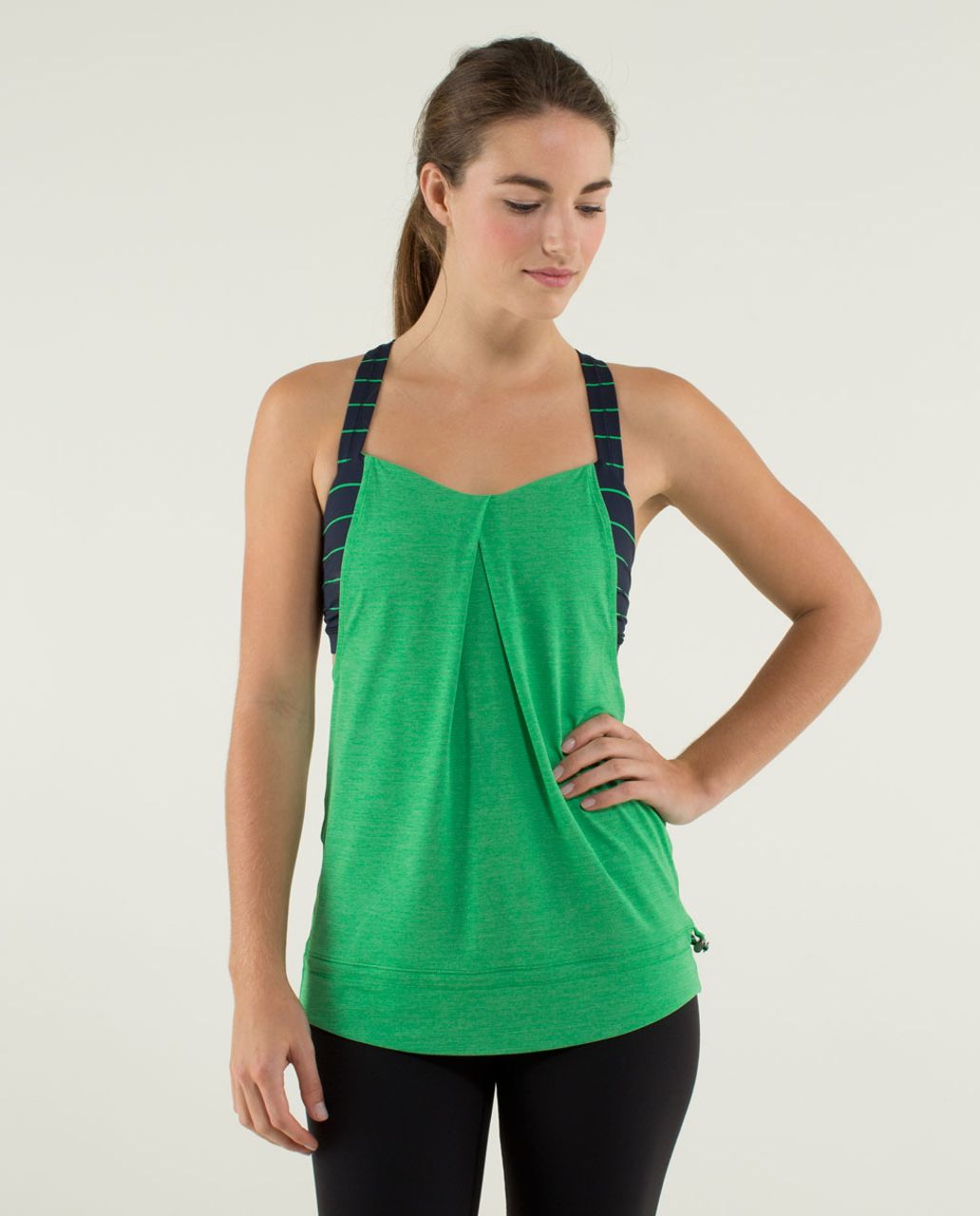 Lululemon Rest Less Tank - Heathered Green Bean / Slalom Stripe