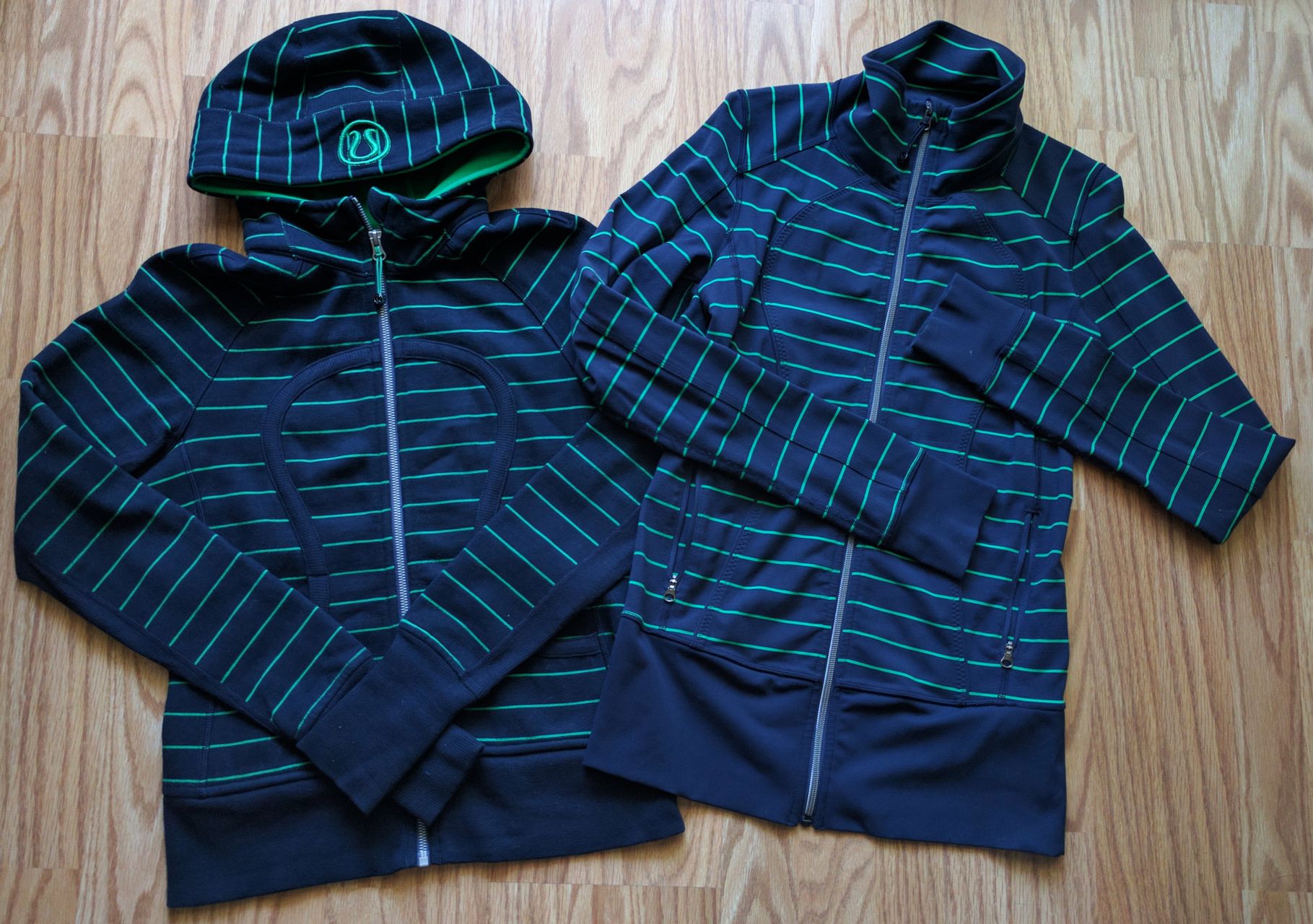 Lululemon Scuba Hoodie *Stretch (Lined Hood) - Slalom Stripe Printed Inkwell / Green Bean / Inkwell