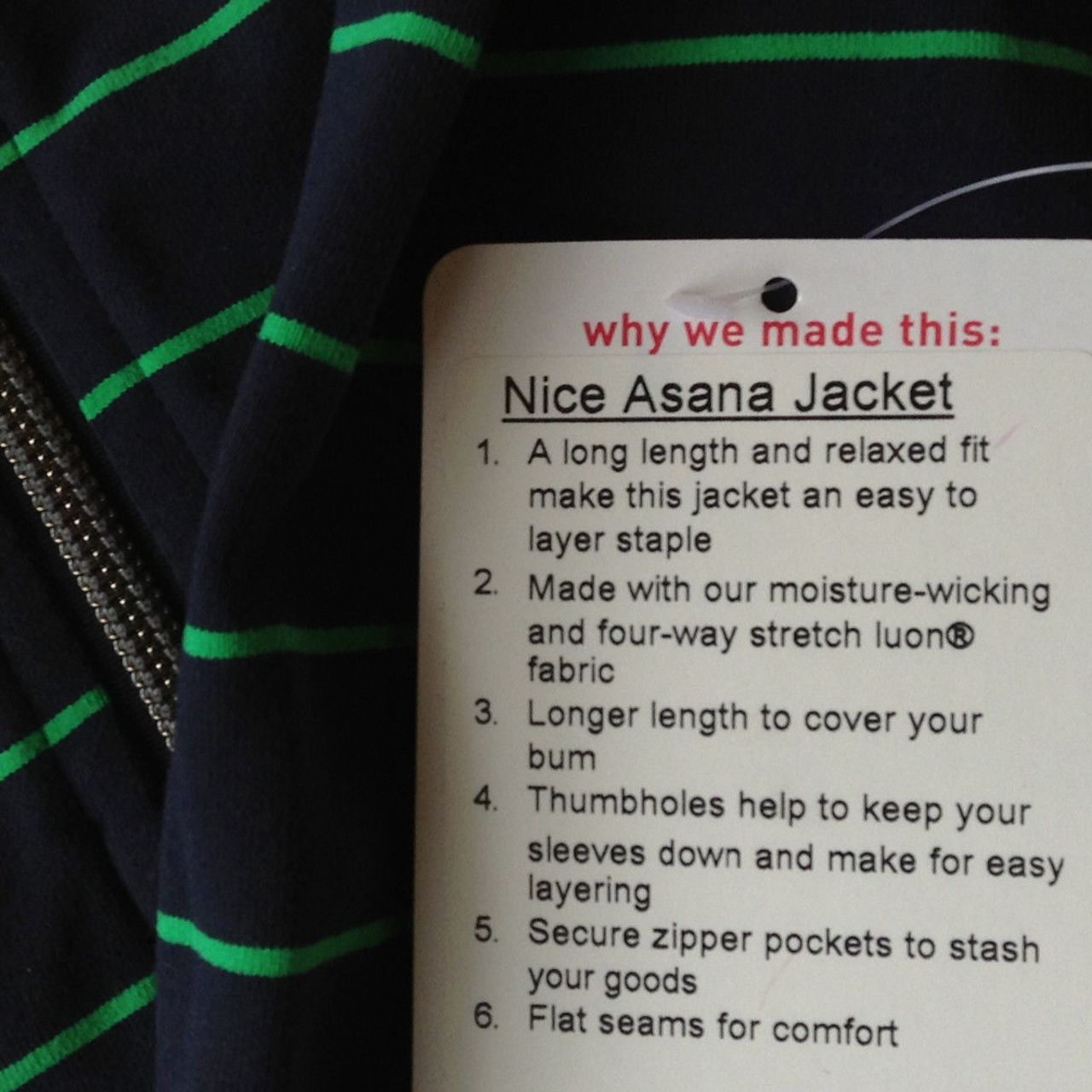 Lululemon Nice Asana Jacket - Slalom Stripe Inkwell / Inkwell