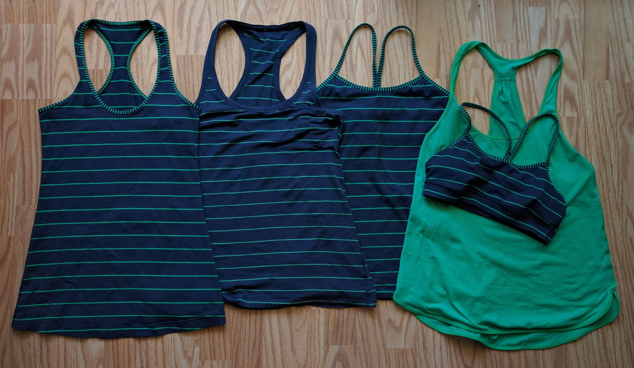 Lululemon Cool Racerback Tank Top Inkwell Navy Blue Green Stripe