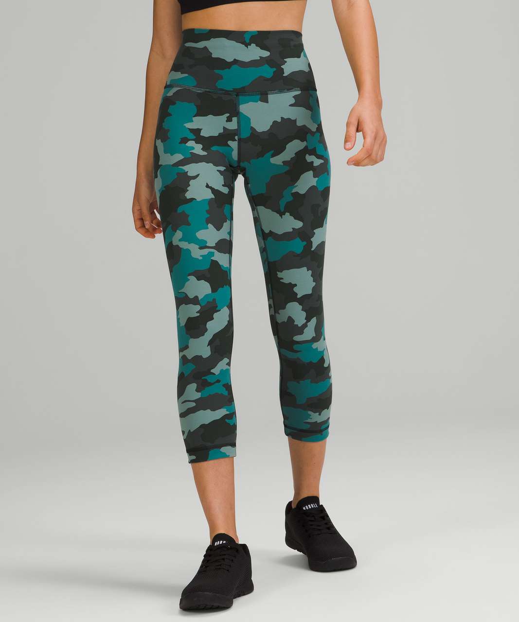 Lululemon Wunder Train High-Rise Crop 21 - Heritage 365 Camo Tidewater Teal  Multi - lulu fanatics