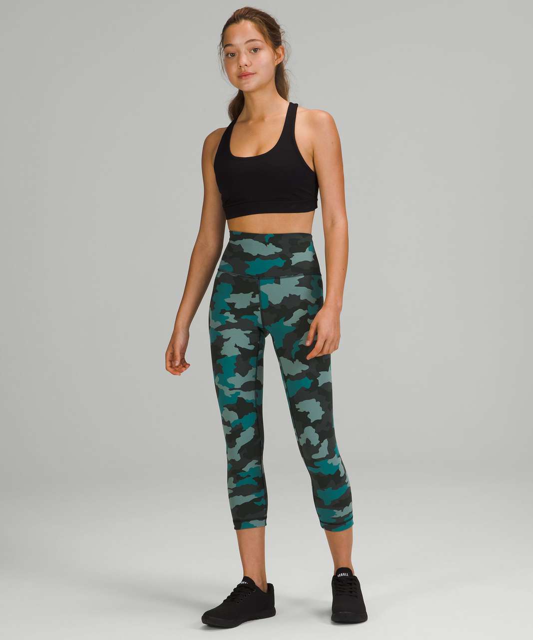 Lululemon Wunder Train High-Rise Crop 21" - Heritage 365 Camo Tidewater Teal Multi