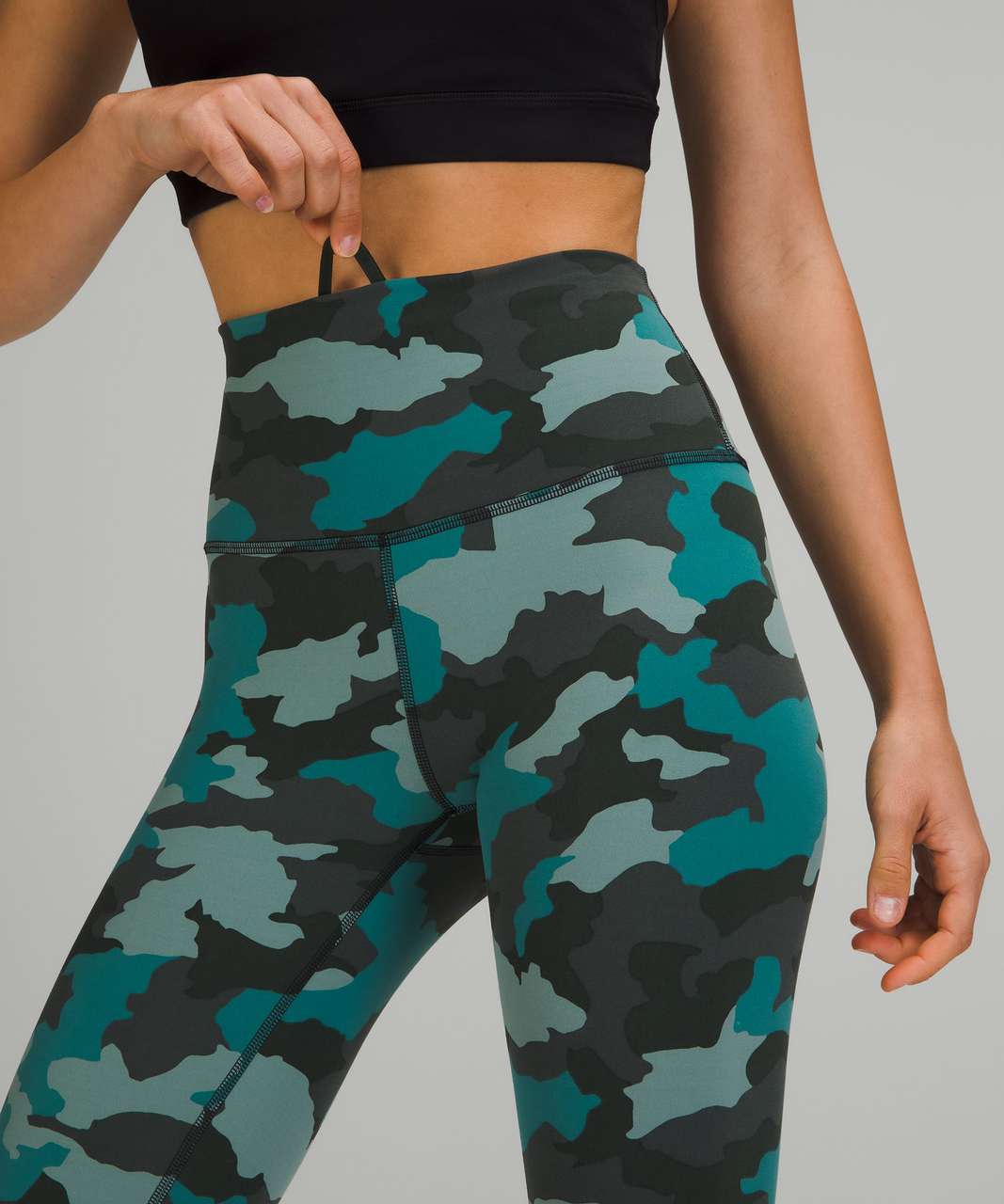 Lululemon Wunder Train High-Rise Crop 21" - Heritage 365 Camo Tidewater Teal Multi