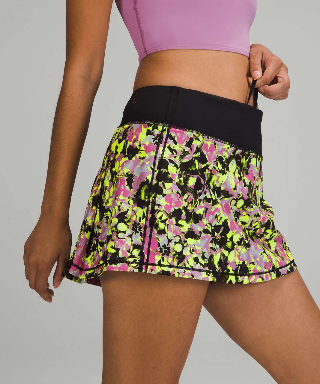Lululemon Pace Rival Mid-Rise Skirt - Inflected Highlight Yellow Multi / Black