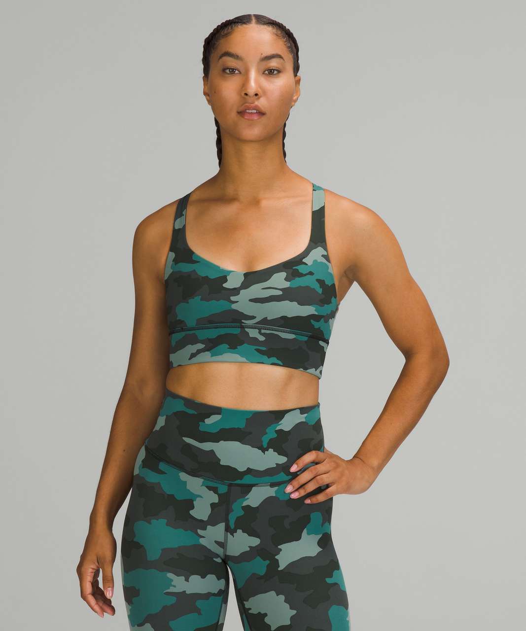 Lululemon Free to Be Longline Bra - Wild *Light Support, A/B Cups - Heritage 365 Camo Tidewater Teal Multi