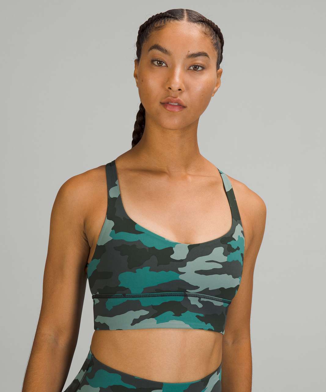 Lululemon Free to Be Longline Bra - Wild *Light Support, A/B Cups - Heritage 365 Camo Tidewater Teal Multi