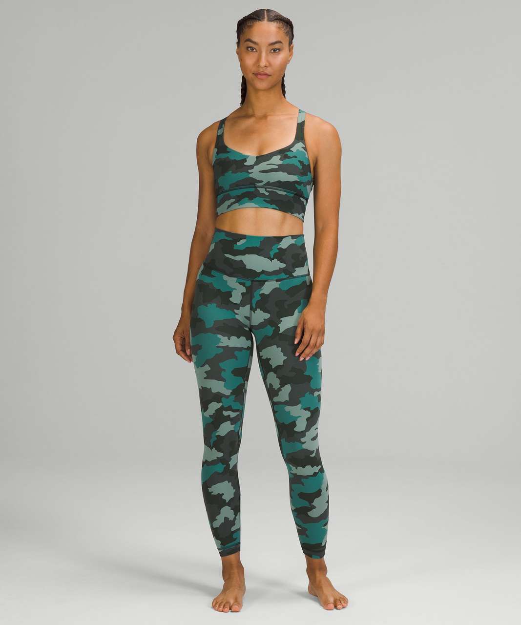 Lululemon Free to Be Longline Bra - Wild *Light Support, A/B Cups - Heritage 365 Camo Tidewater Teal Multi