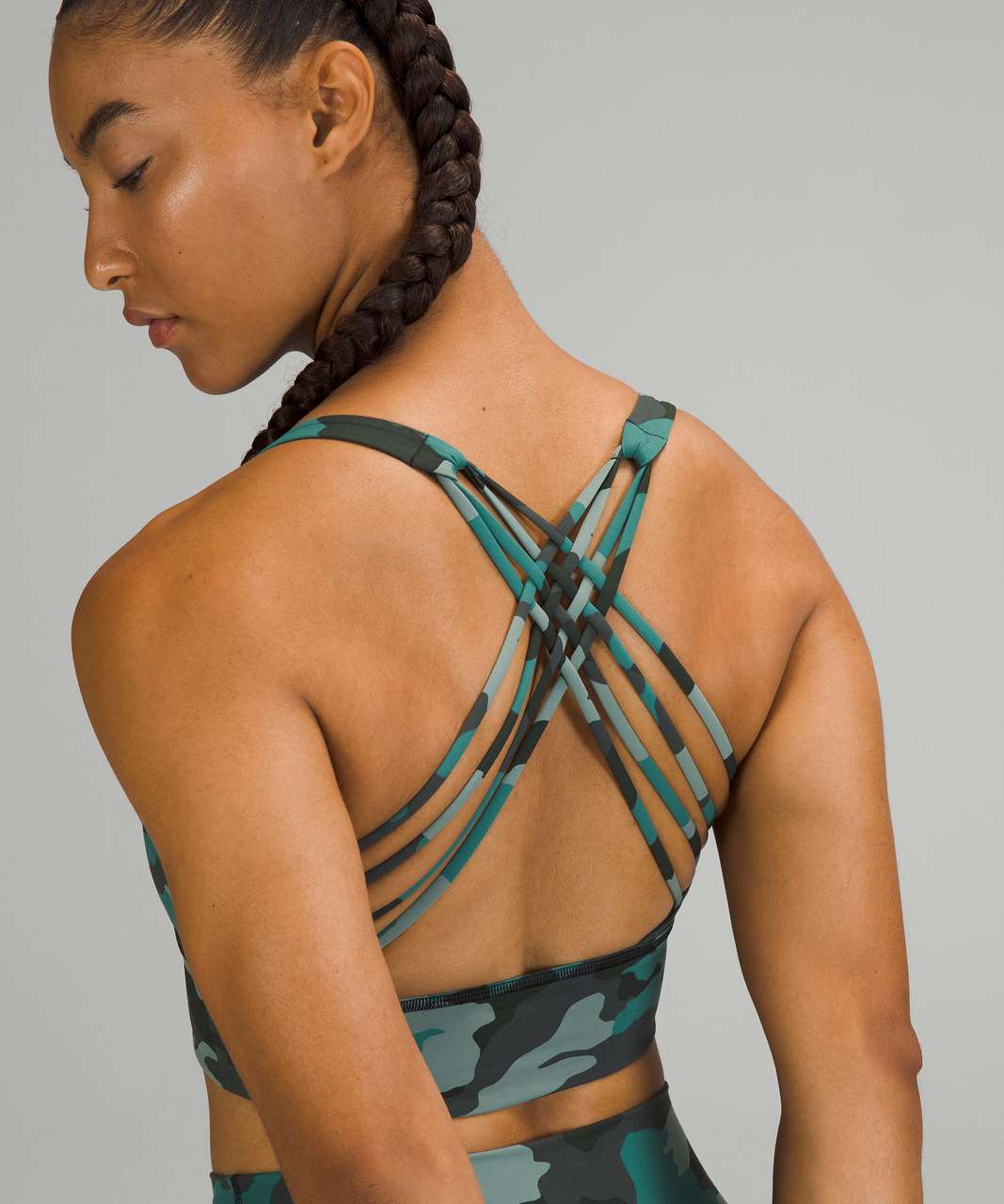 Lululemon Free to Be Longline Bra - Wild *Light Support, A/B Cups - Heritage 365 Camo Tidewater Teal Multi