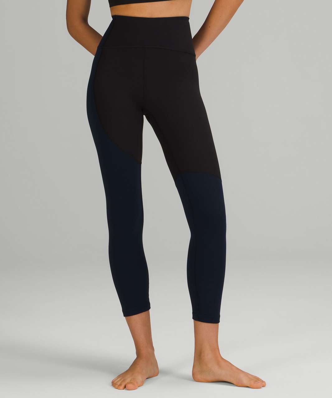 Lululemon Nulu Colour Block High-Rise Crop 23 - Black / True Navy - lulu  fanatics