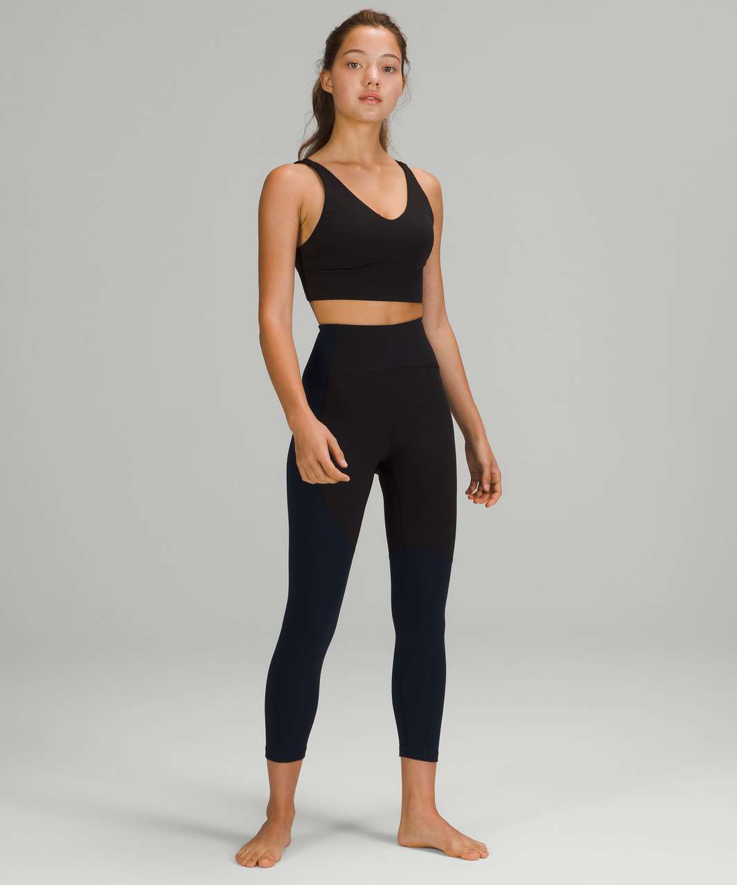 lululemon nulu colour block high rise crop 23 black true navy 032911 369881