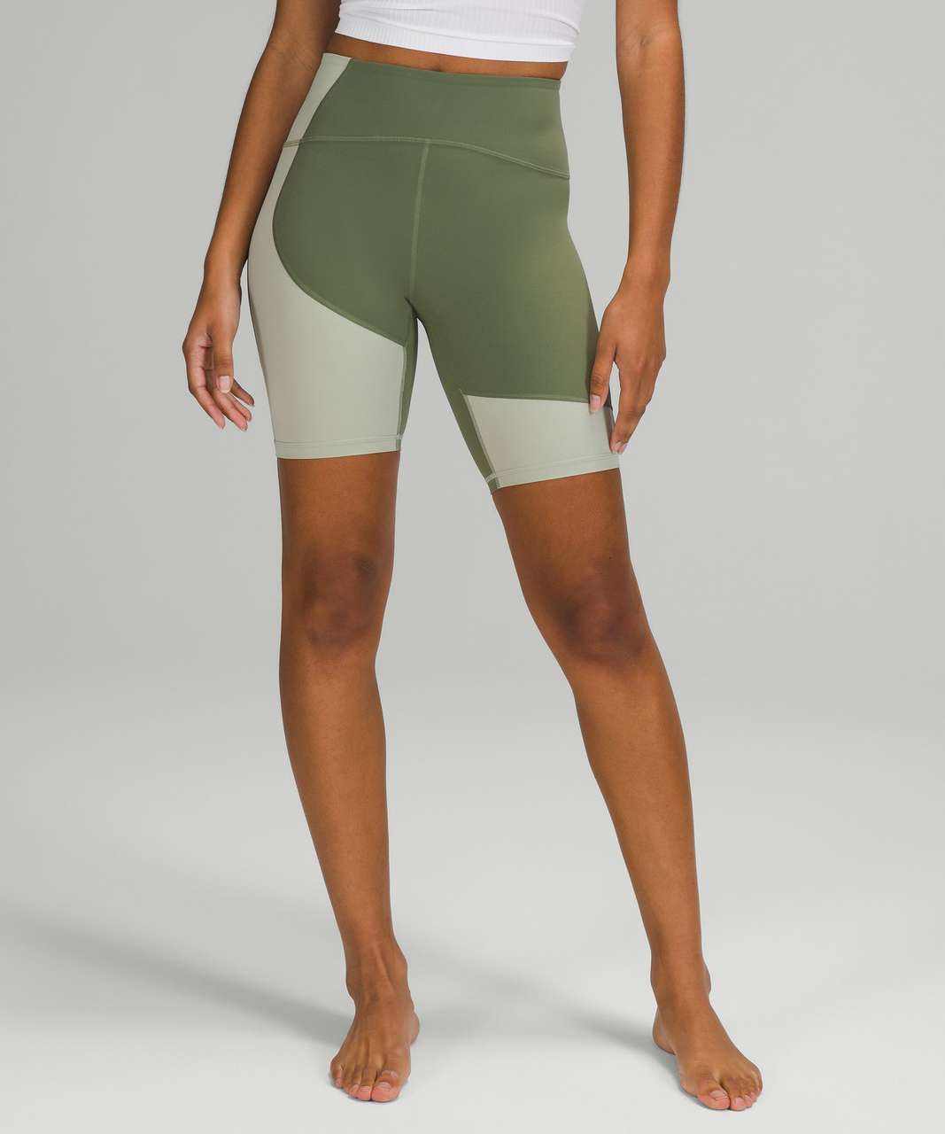 Lululemon Nulu Colour Block High-Rise Crop 23 - Green Twill / Green Fern -  lulu fanatics