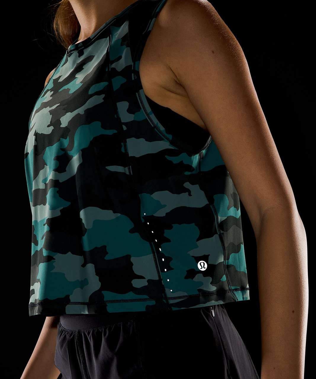 Lululemon Sculpt Cropped Tank Top - Heritage 365 Camo Tidewater Teal Multi  / Rainforest Green - lulu fanatics