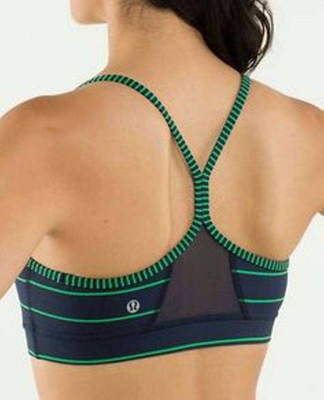 Lululemon Flow Y Bra IV - Slalom Stripe Inkwell / Hyper Stripe Green Bean / Inkwell