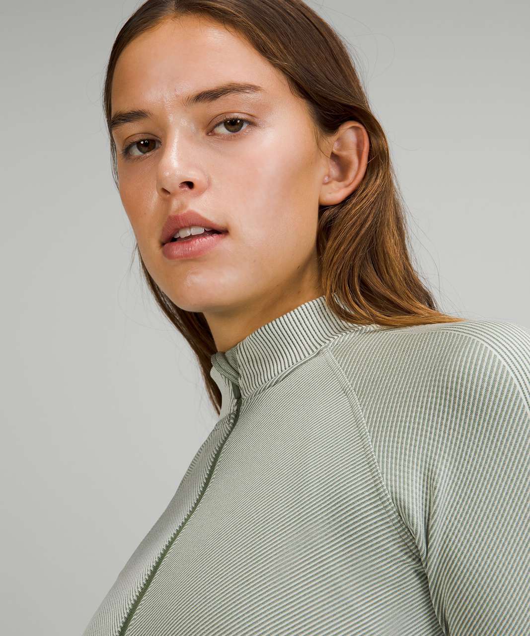 Lululemon Rest Less Cropped 1/2 Zip - Diagonal Rib Green Twill / Light Sage  - lulu fanatics