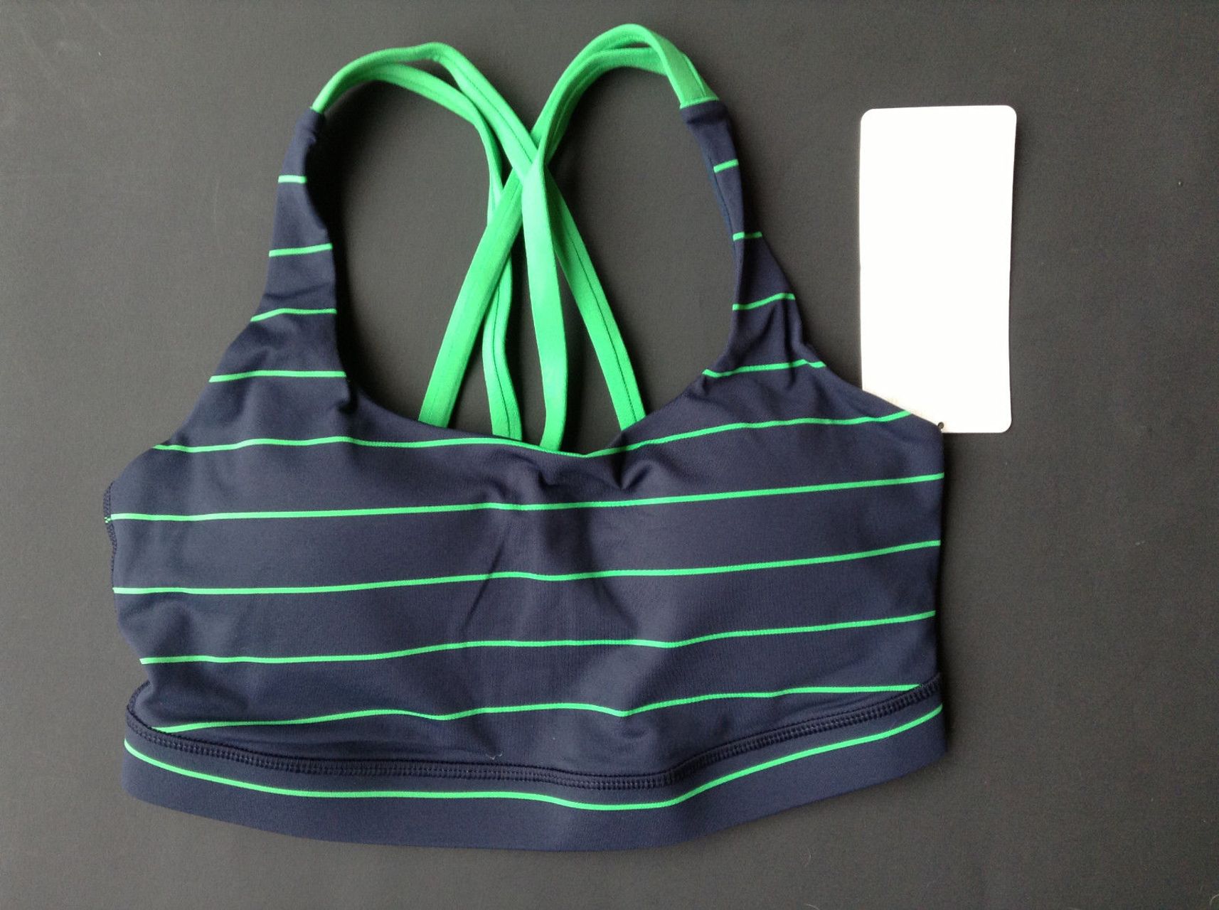 Lululemon Energy Bra - Slalom Stripe Inkwell / Green Bean