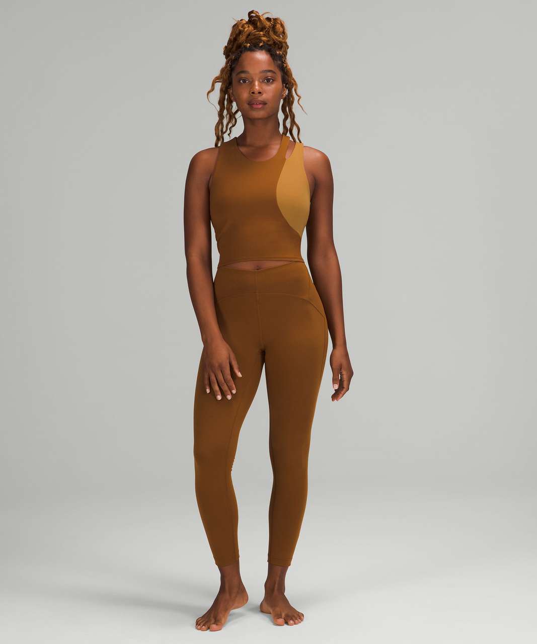 Lululemon Nulu Asymmetrical Yoga Tank Top *Light Support, A/B Cups - Copper  Brown / Bold Beige - lulu fanatics