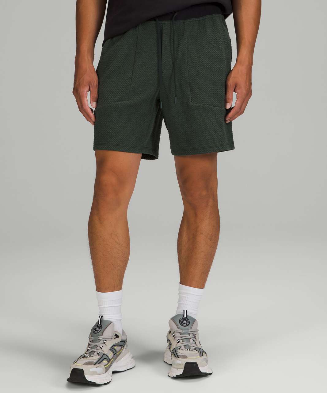 Lululemon At Ease Short 7" - Heathered Rainforest Green / Black