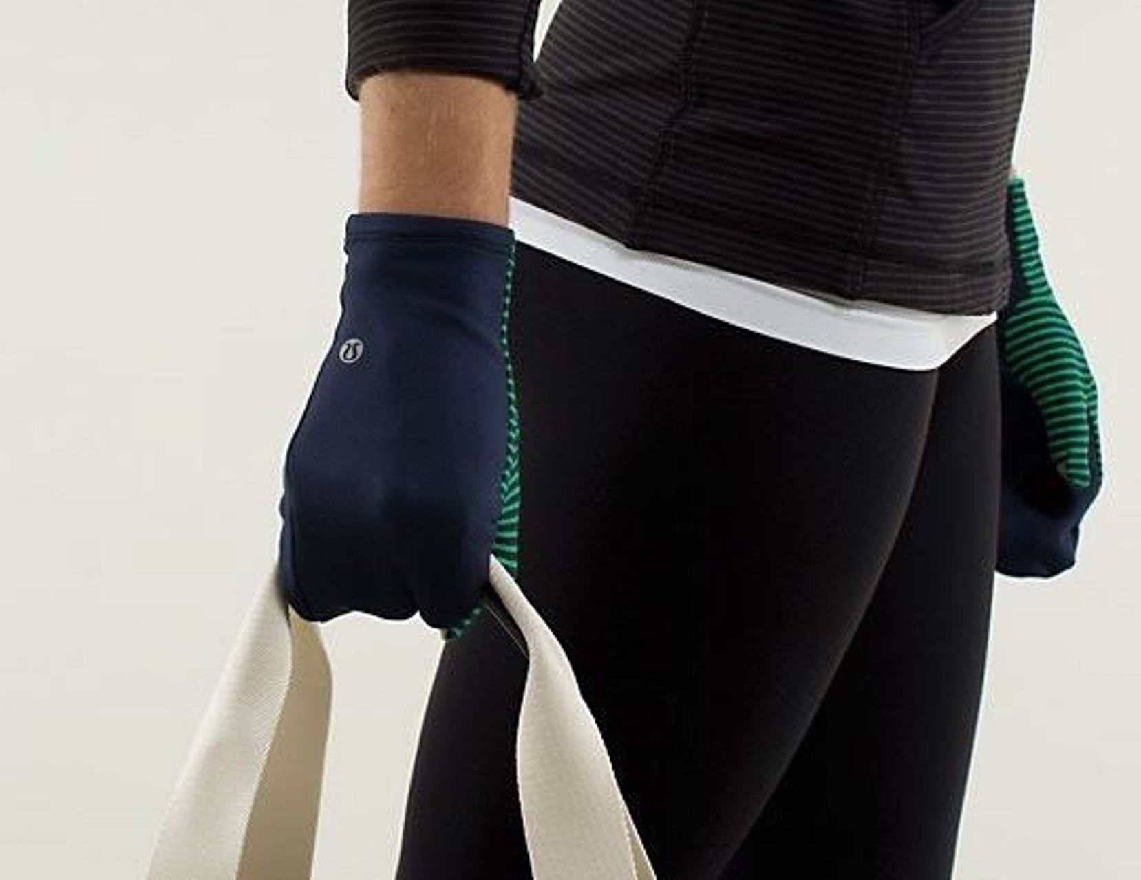 Lululemon Run With Me Mittens - Hyper Stripe Green Bean / Inkwell