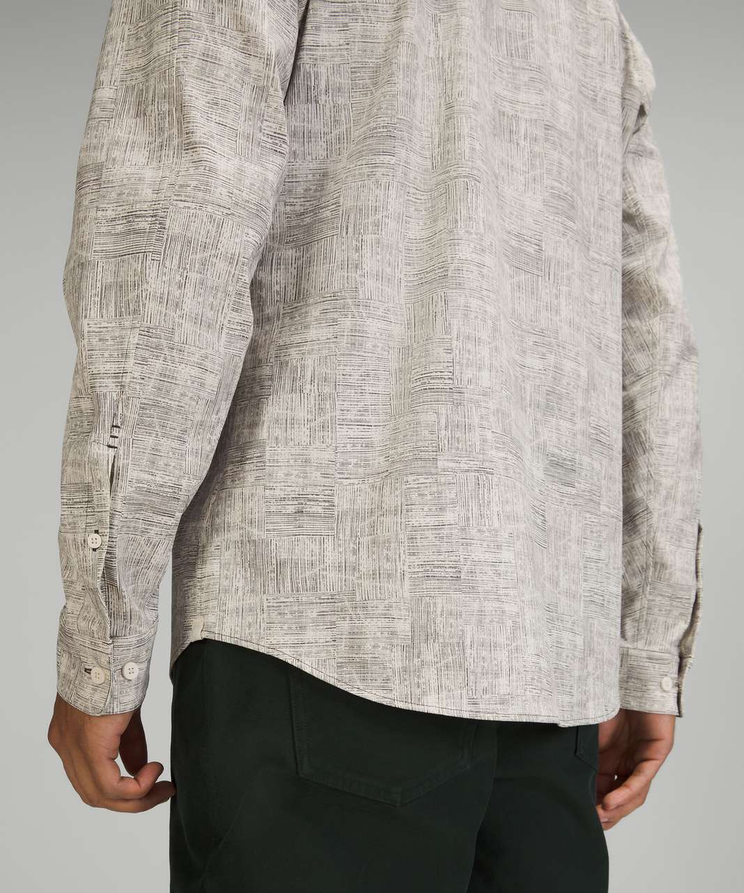 Lululemon Airing Easy Long Sleeve Button Up Shirt *Ventlight Mesh - Offset Stripe White Opal Graphite Grey