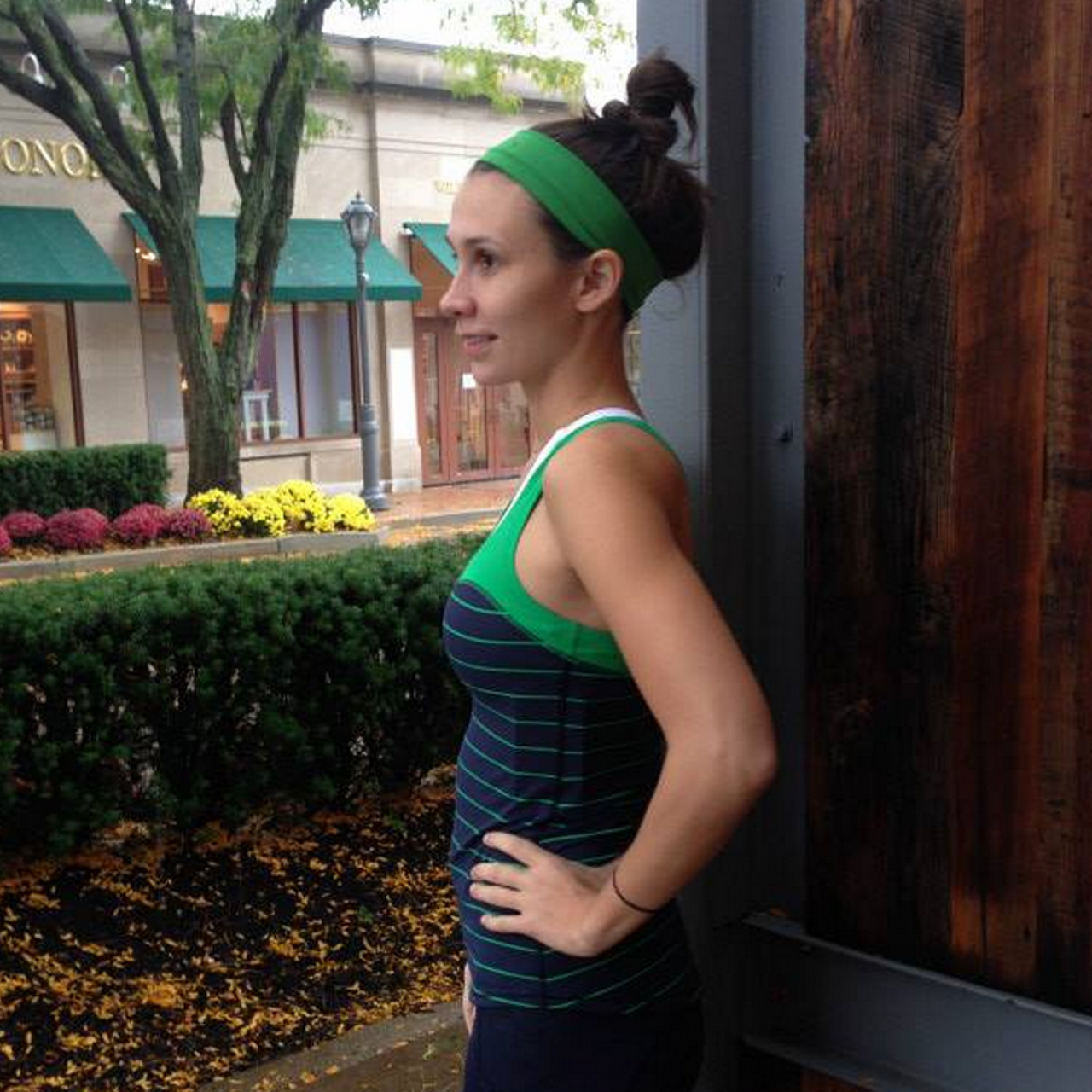 Lululemon Run:  First Base Tank - Slalom Stripe Inkwell / Green Bean