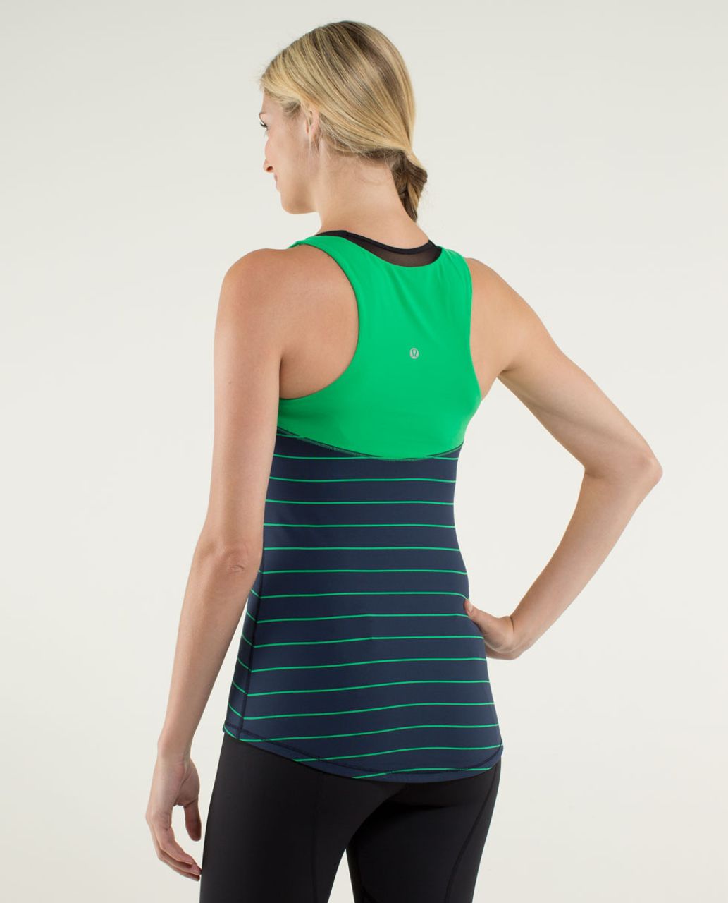 Lululemon Run:  First Base Tank - Slalom Stripe Inkwell / Green Bean