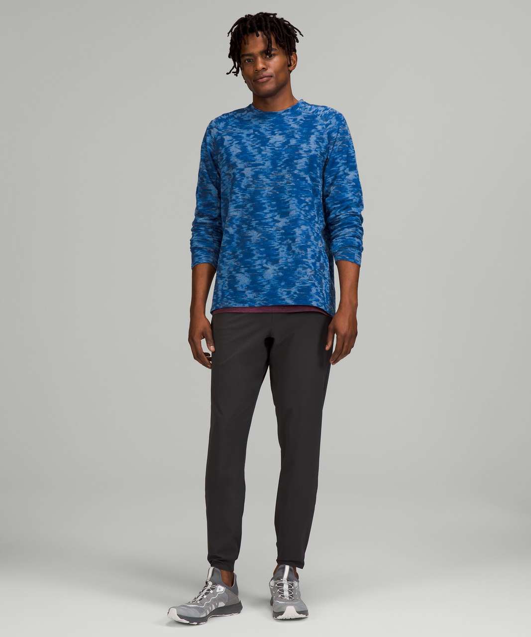 Lululemon Surge Warm Crew - Data Rush Mini Jacquard Chambray Mineral Blue