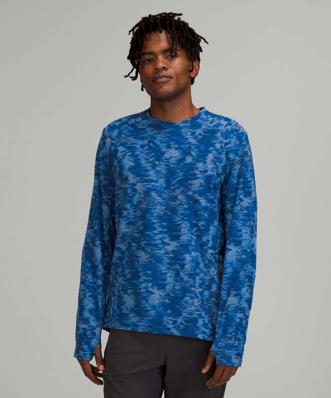 Lululemon Surge Warm Crew - Data Rush Mini Jacquard Chambray Mineral Blue