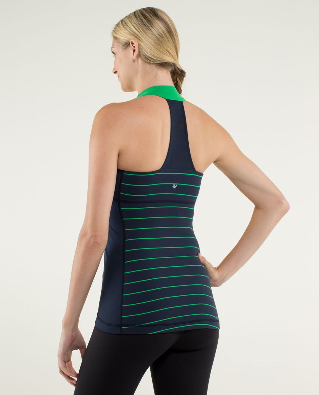 Lululemon Cool Racerback Tank Top Inkwell Navy Blue Green Stripe