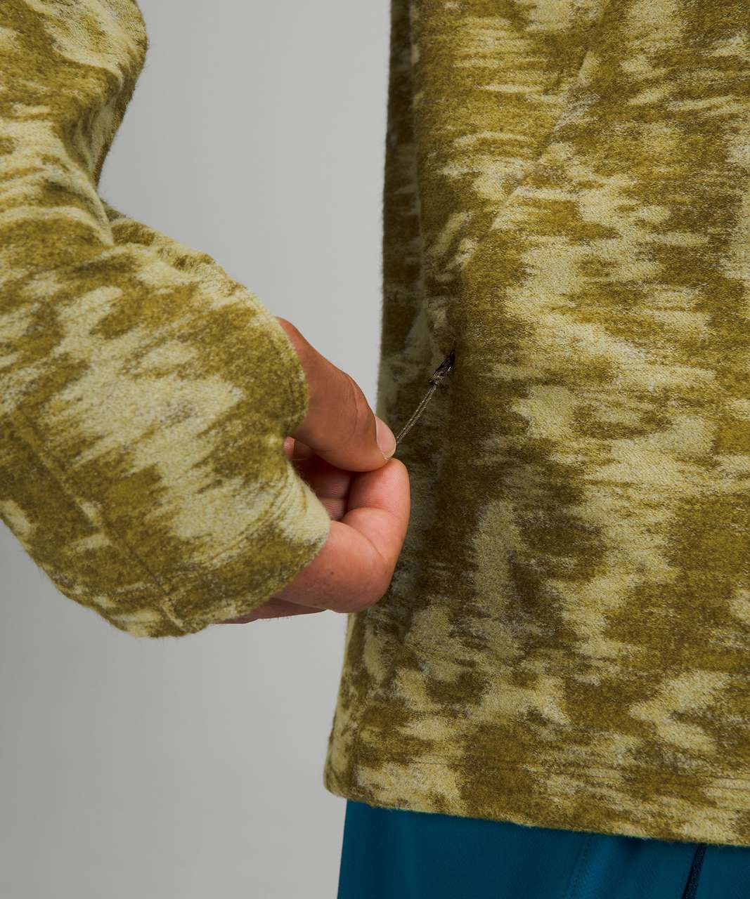 Lululemon Surge Warm Crew - Data Rush Mini Jacquard Dew Green Moss Green