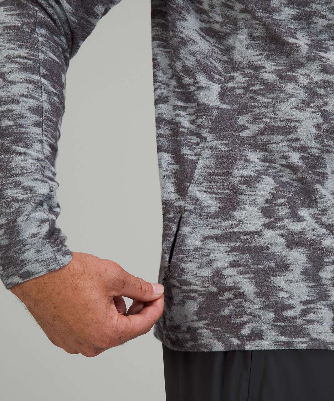 Lululemon Surge Warm Crew - Data Rush Mini Jacquard Rhino Grey Black Granite