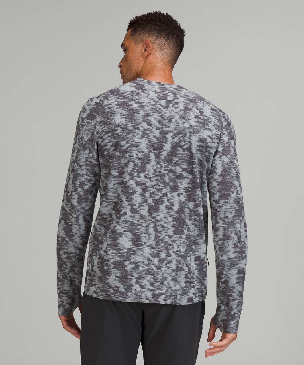 Lululemon Surge Warm Crew - Data Rush Mini Jacquard Rhino Grey Black Granite