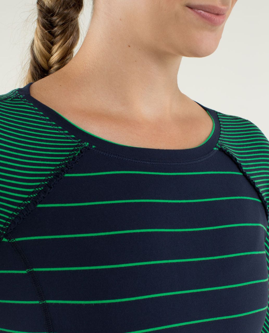 Lululemon Full Tilt Long Sleeve - Slalom Stripe Inkwell / Hyper Stripe Green Bean / Inkwell