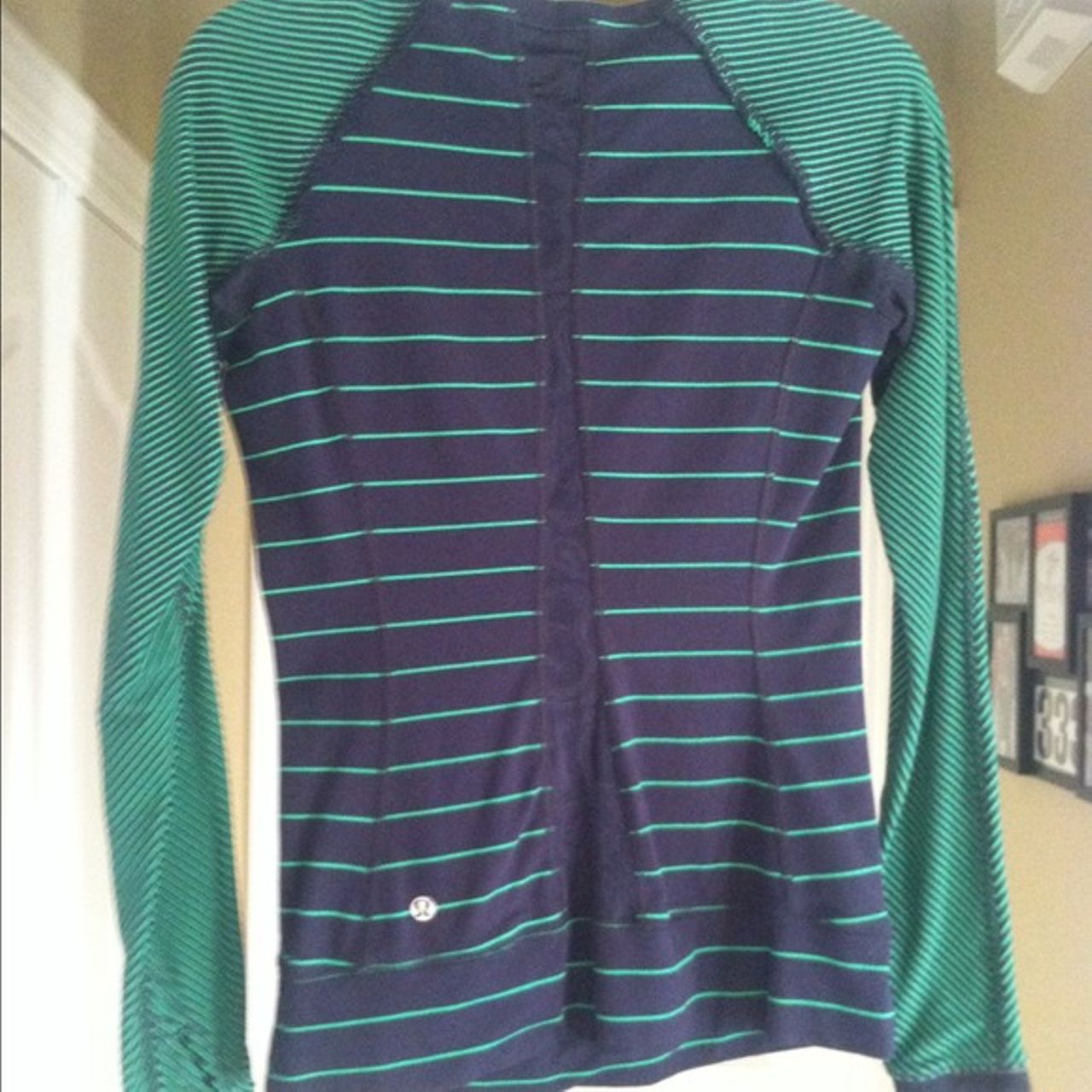 Lululemon Full Tilt Long Sleeve - Slalom Stripe Inkwell / Hyper Stripe Green Bean / Inkwell