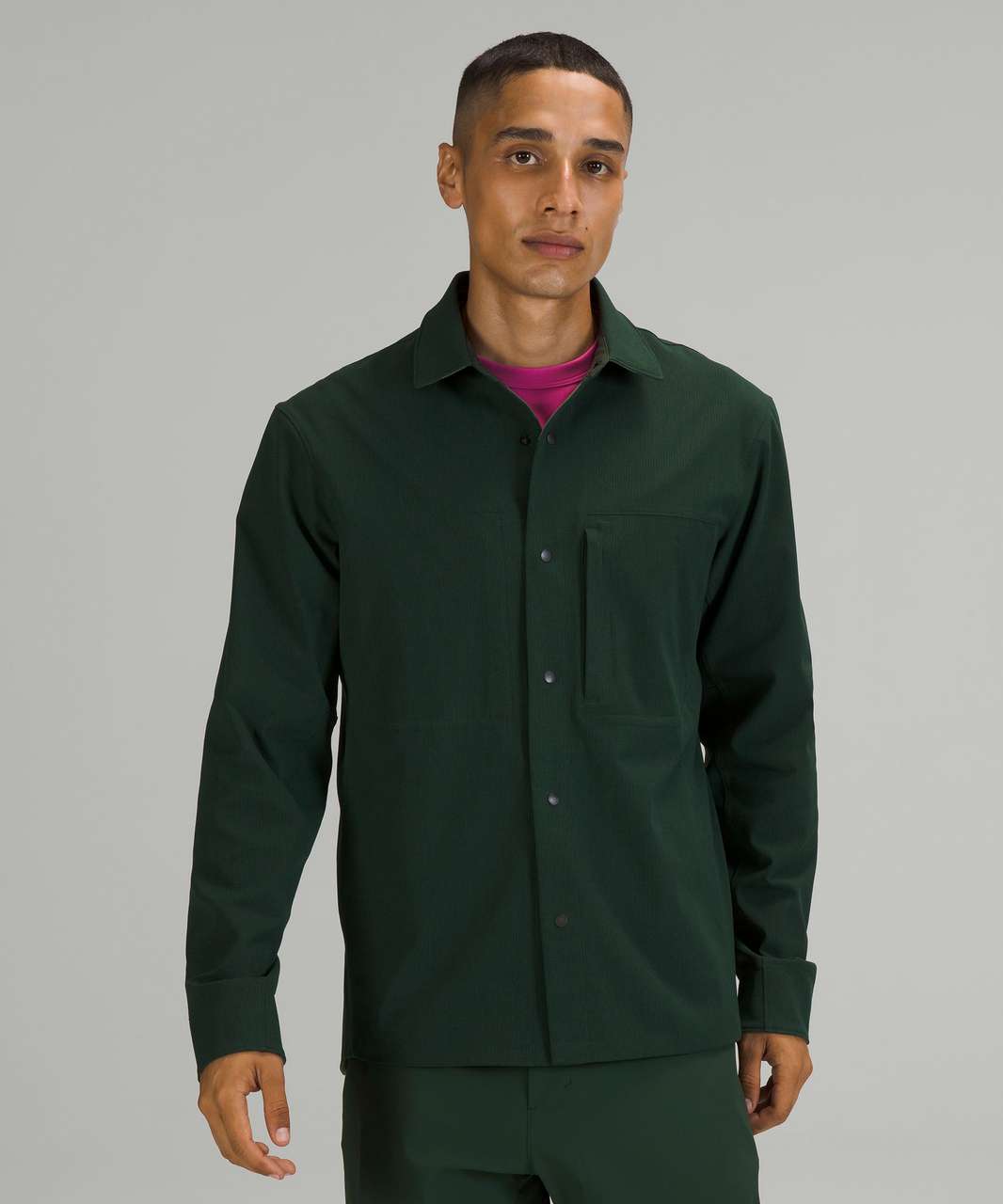 dark green shirt jacket