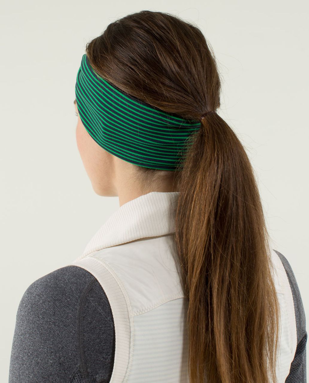 Lululemon Run With Me Ear Warmer - Hyper Stripe Green Bean / Inkwell