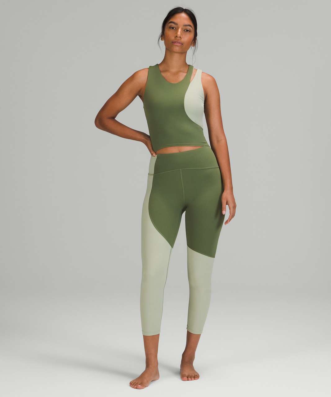 Lululemon Nulu Asymmetrical Bodysuit *Light Support, A/B Cups - Green Twill  / Green Fern - lulu fanatics