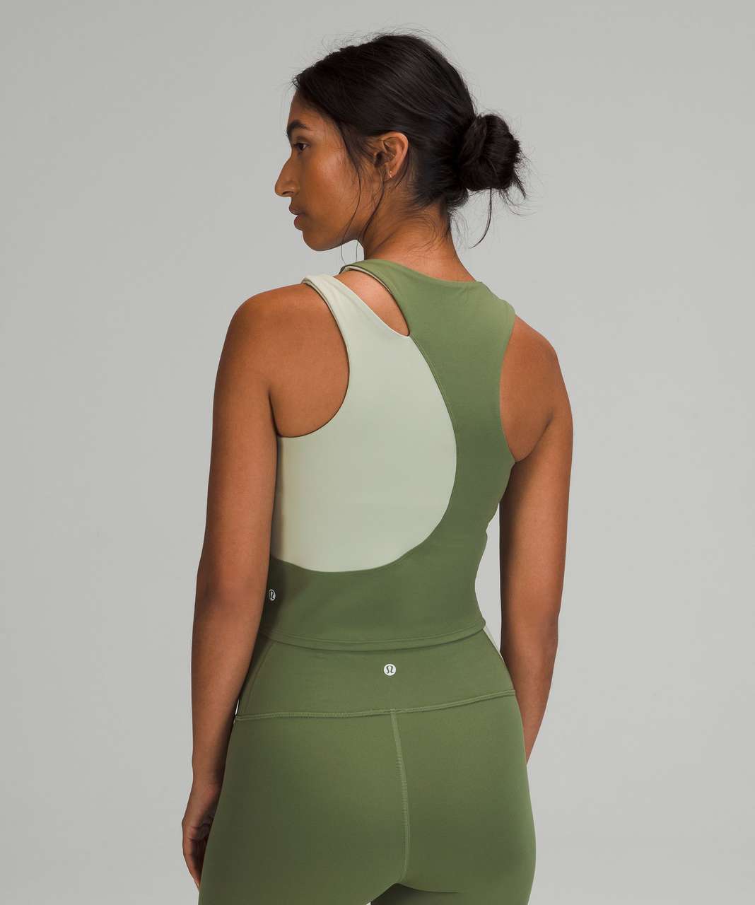 Lululemon Nulu Asymmetrical Bodysuit *Light Support, A/B Cups - Green Twill  / Green Fern - lulu fanatics