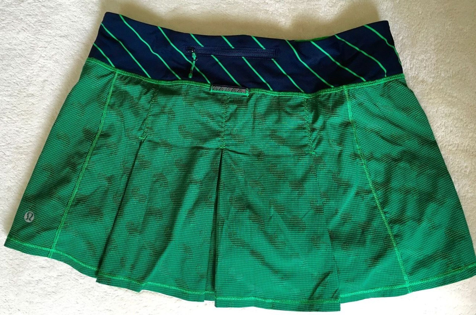 Lululemon Fast Cat Skirt - Green Bean / Inkwell / Slalom Stripe Inkwell