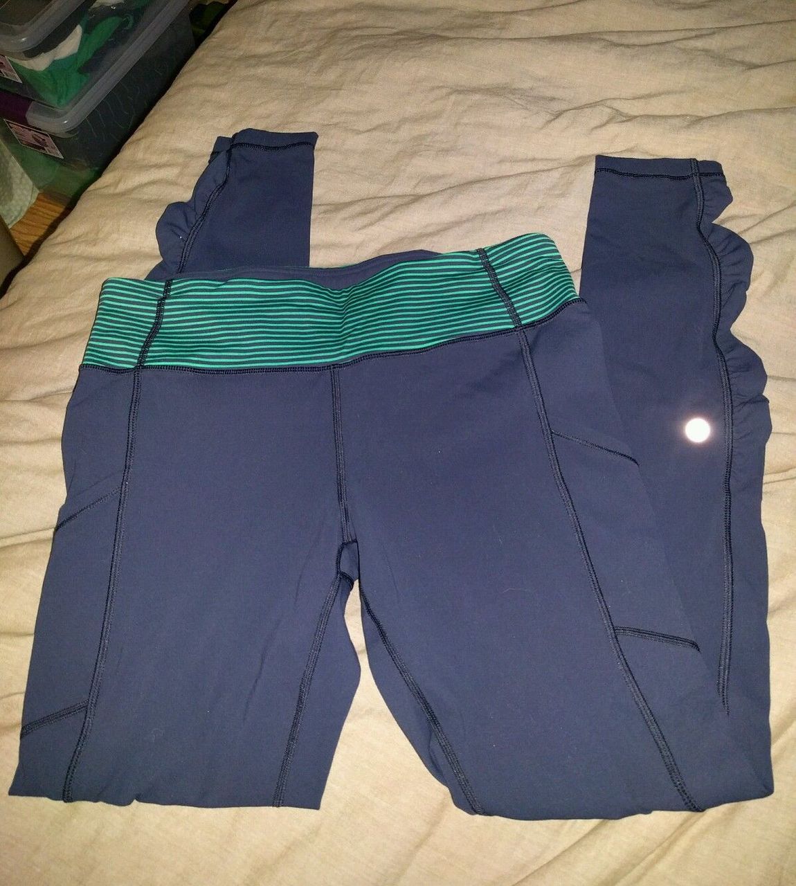 Lululemon Speed Tight *Cozy - Inkwell / Hyper Stripe Green Bean