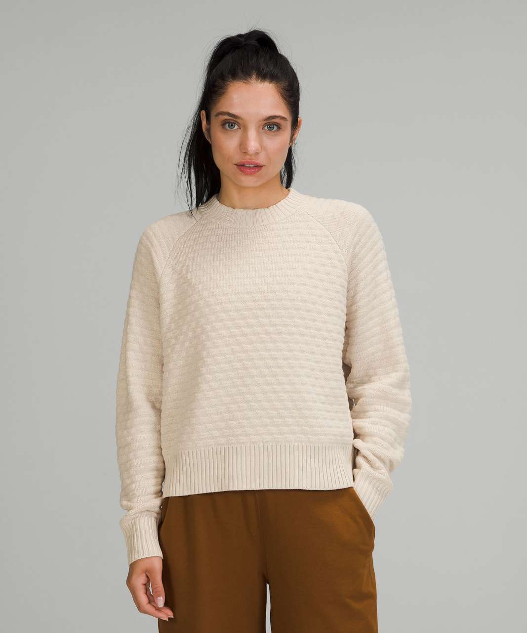 Lululemon Texture Play Crew Sweater - White Opal - lulu fanatics