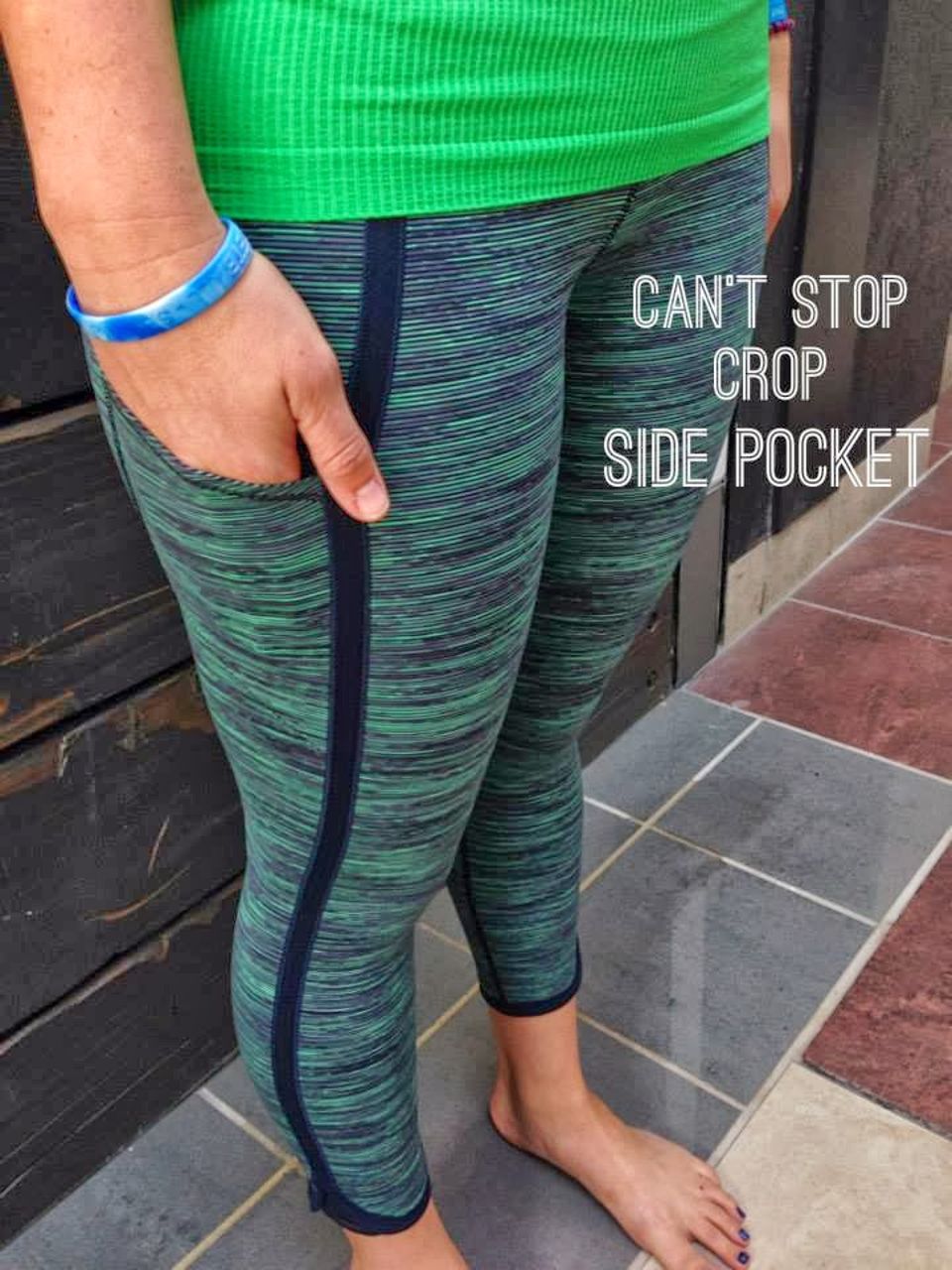 Lululemon Can't Stop Crop - Wee Are From Space Green Bean / Slalom Stripe Inkwell / Inkwell