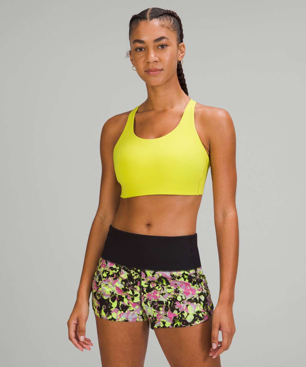 LULULEMON Energy Sports Bra HIGHLIGHT NEON YELLOW Removable Pads B/C CUP sz  2